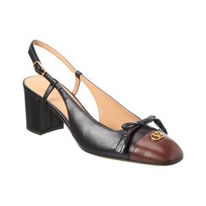 Valentino Bow 60 Leather Slingback Pump, Black